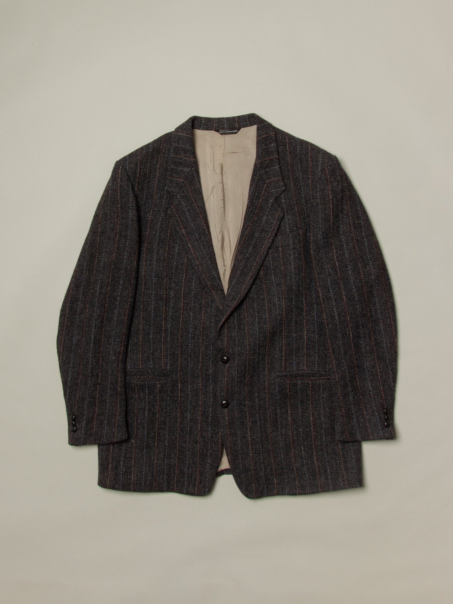 Vtg Pinstripe Harris Tweed Blazer - Made in Canada (XL)