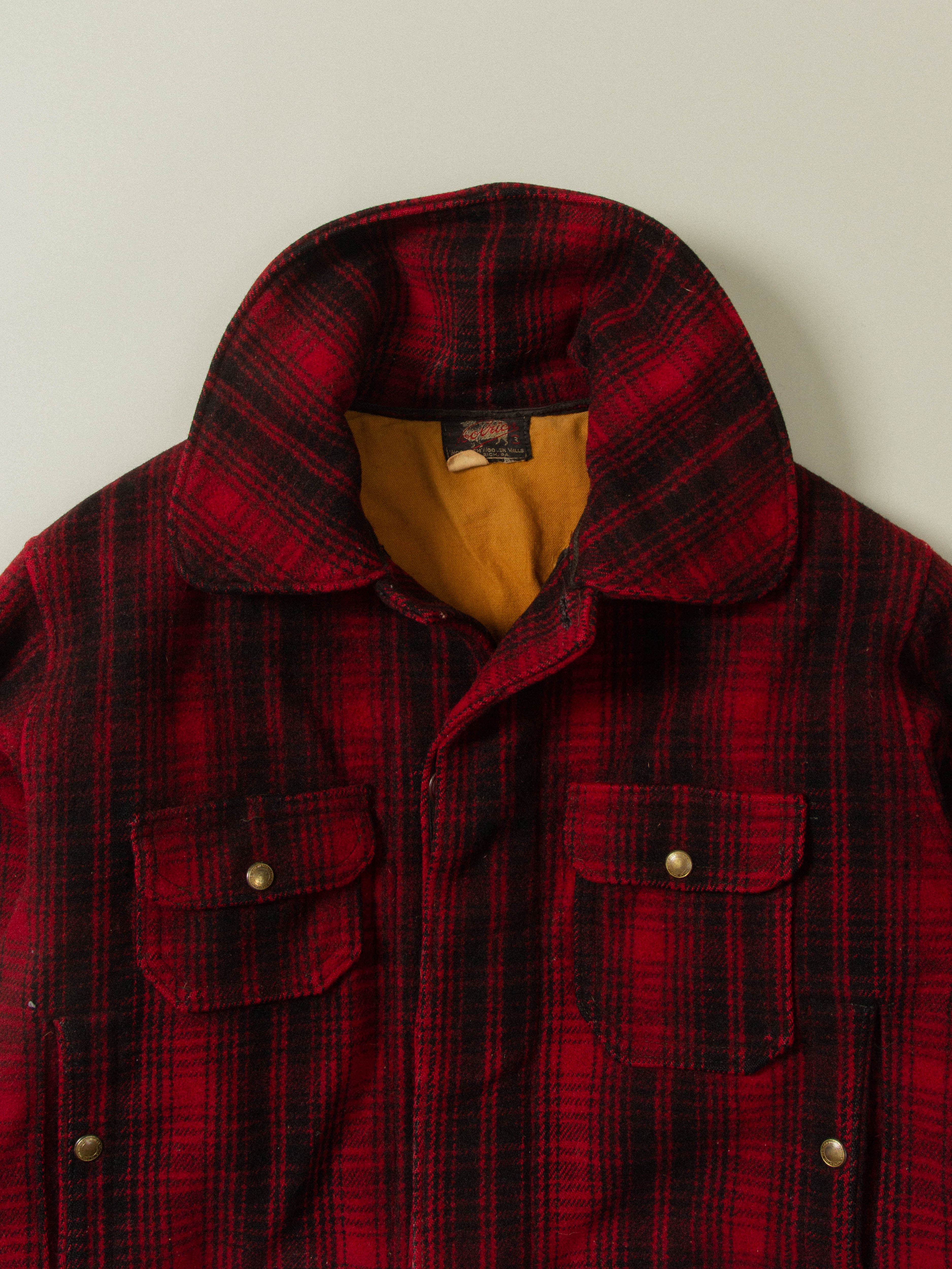 Vtg 1950s Woolrich Buffalo Plaid Mackinaw Jacket - Made in USA (M