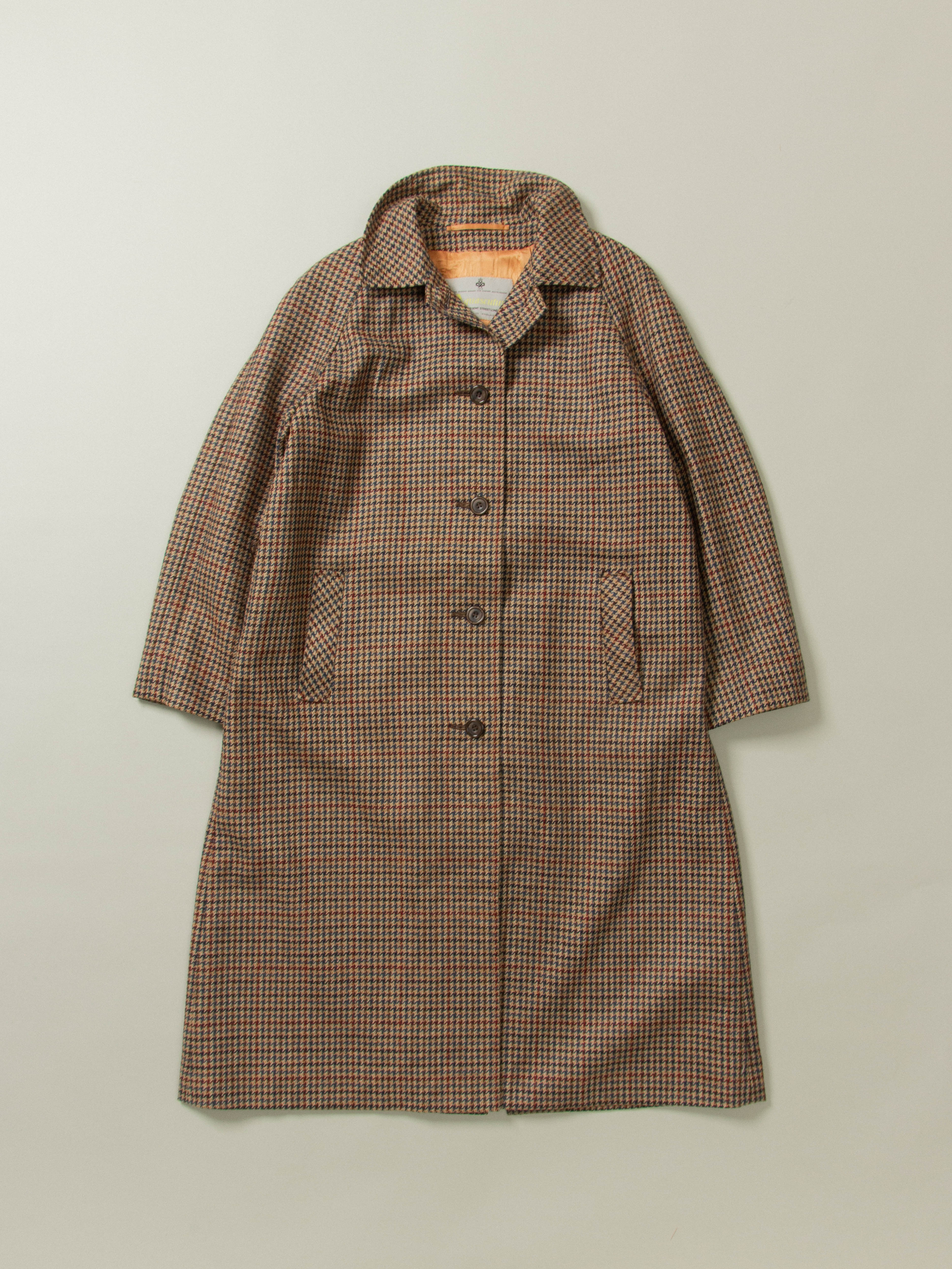 Vtg 1970s Women s Aquascutum Houndstooth Raglan Coat M