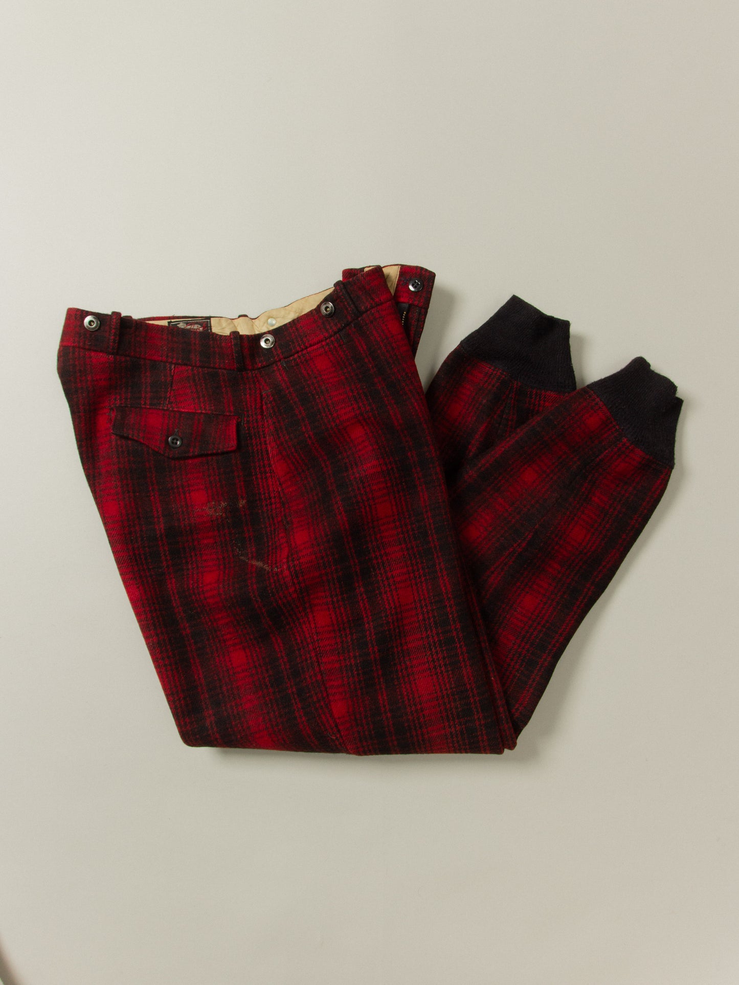Vtg 1950s Woolrich Buffalo Plaid Wool Trousers - Made in USA (36x32)