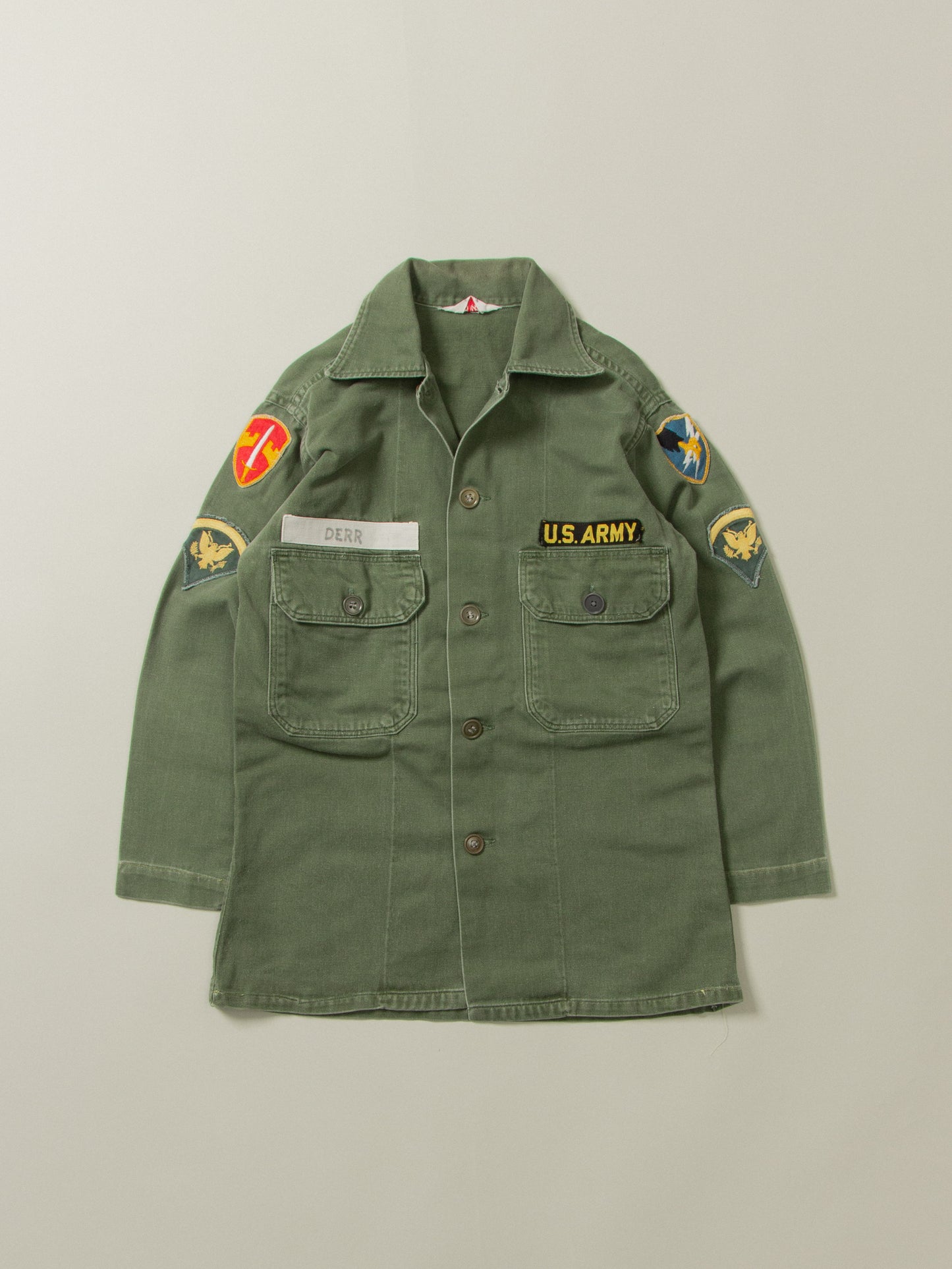 Vtg 1960s US Army OG-107 Fatigue Shirt (XS)