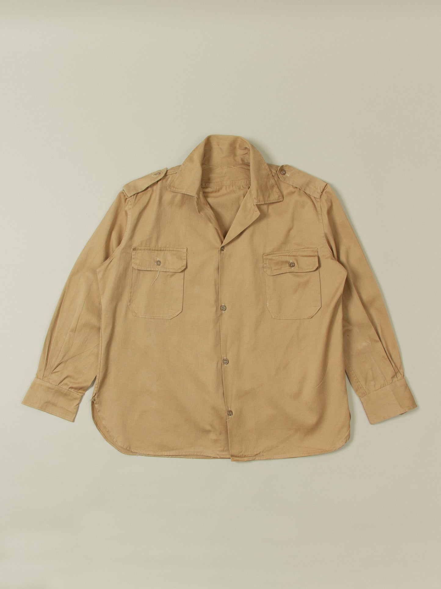 Vtg 1970s Greek Army Khaki Shirt (M/L)