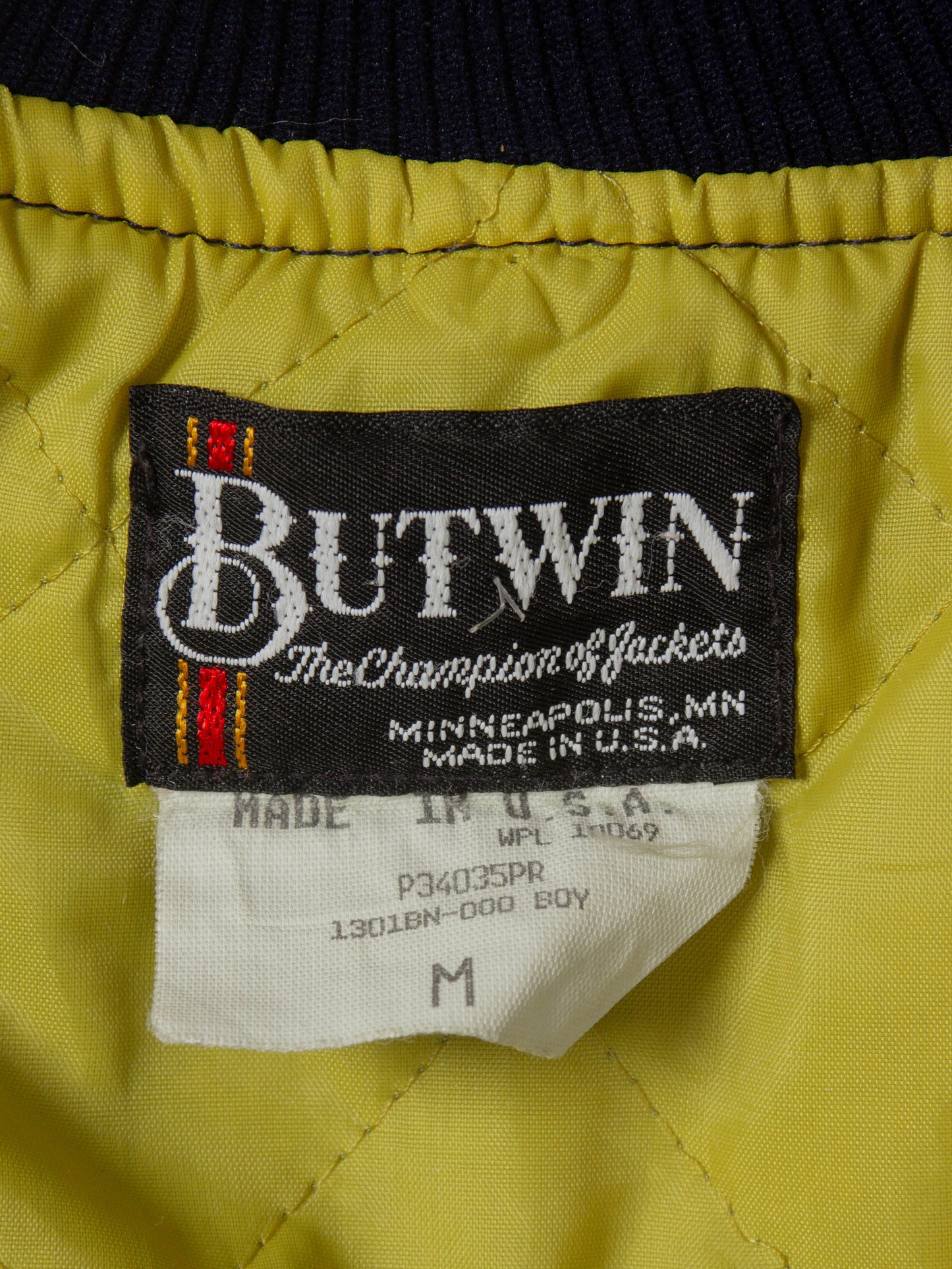 Vtg 1980s Butwin Nylon Varsity Jacket - Made in USA (S)