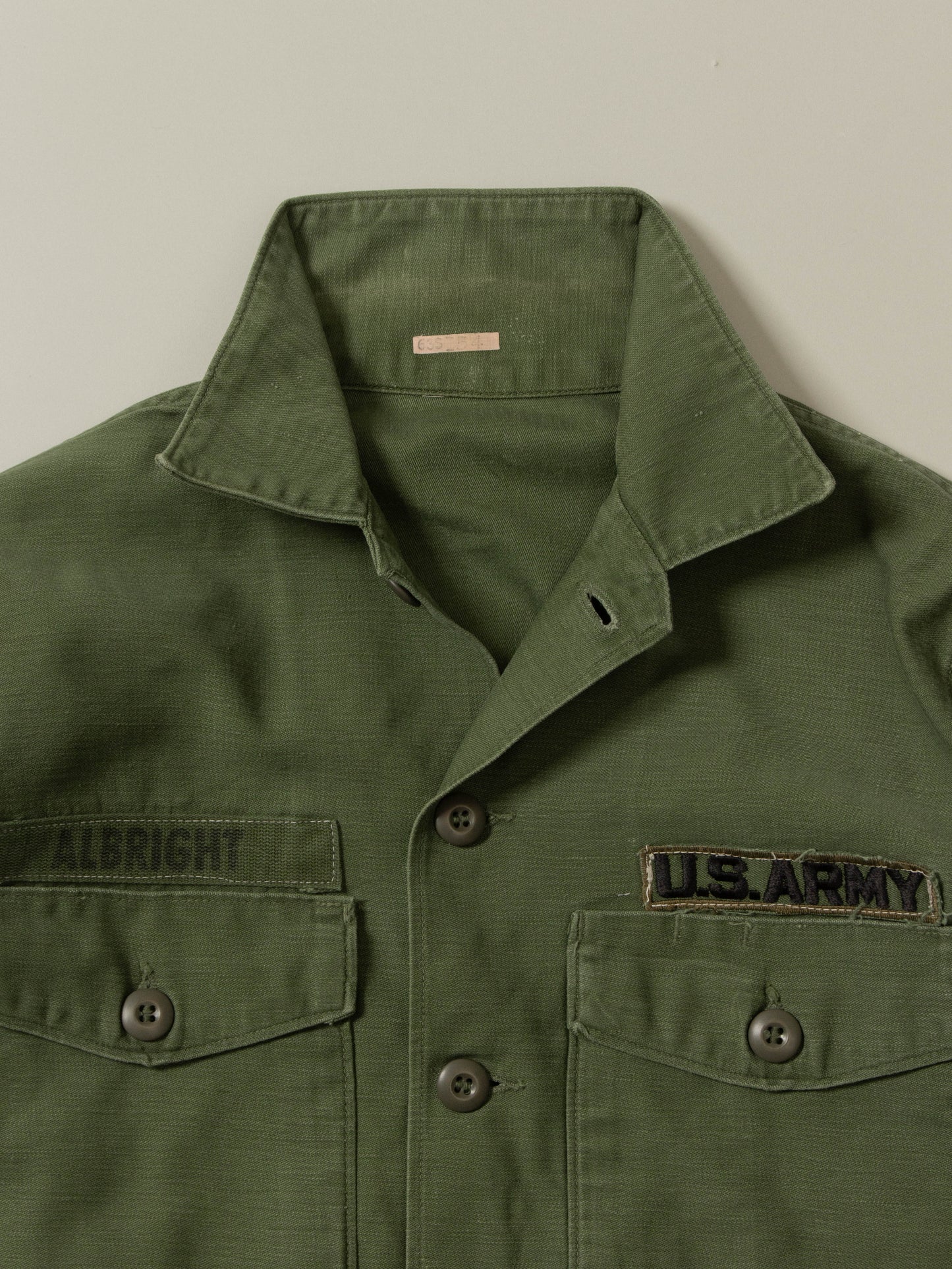 Vtg 1970s US Army OG-107 Fatigue Shirt (S)