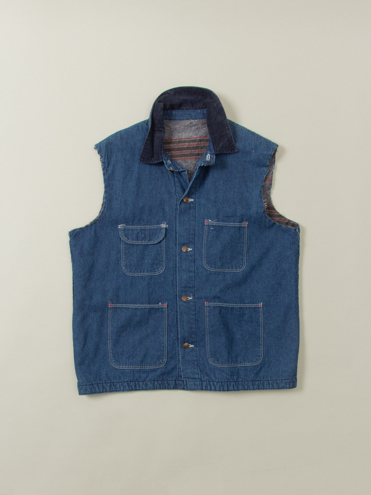 Vtg 1980s Chore Denim Loco Vest (L)