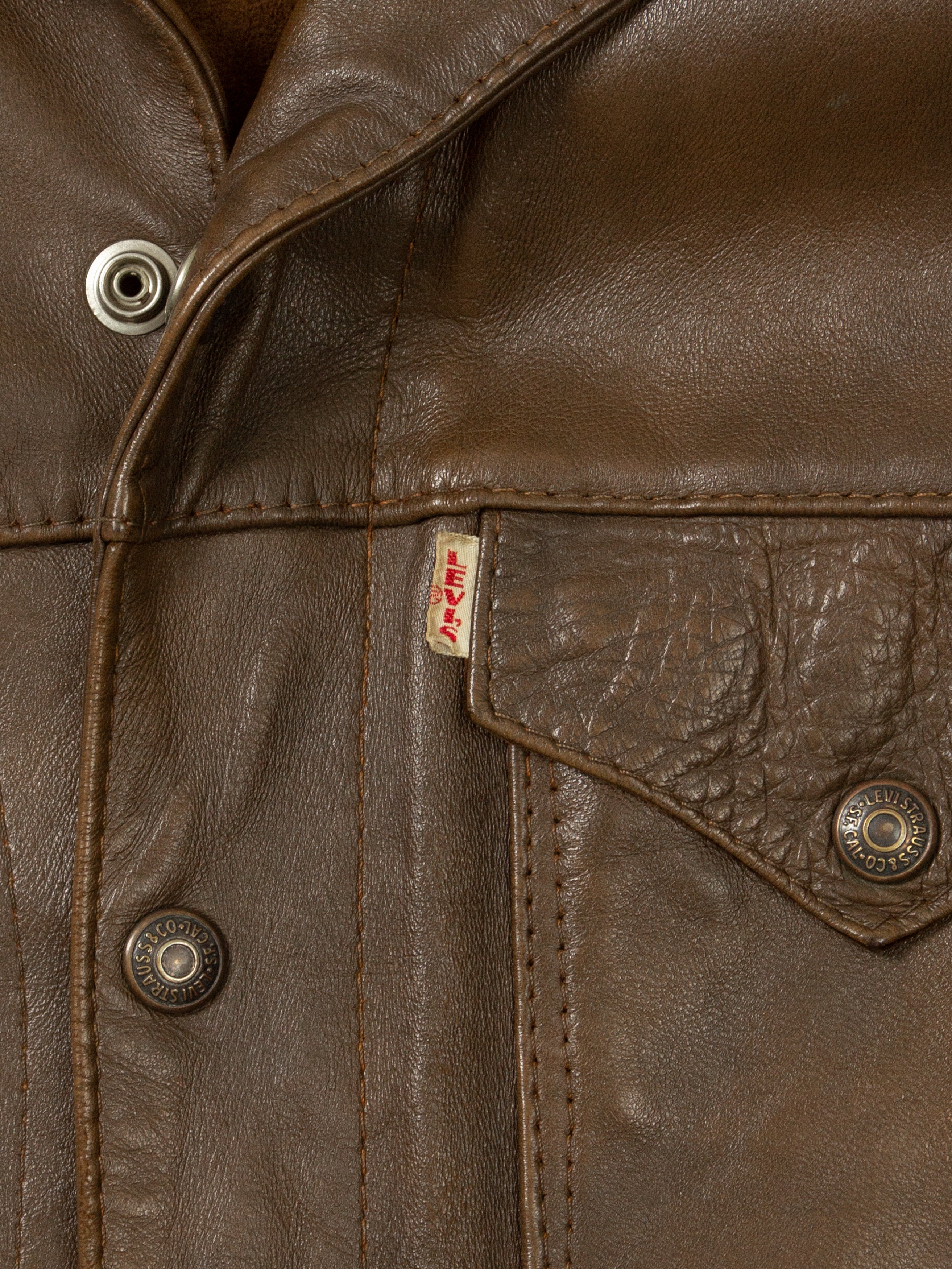 Levi's brown leather outlet trucker jacket