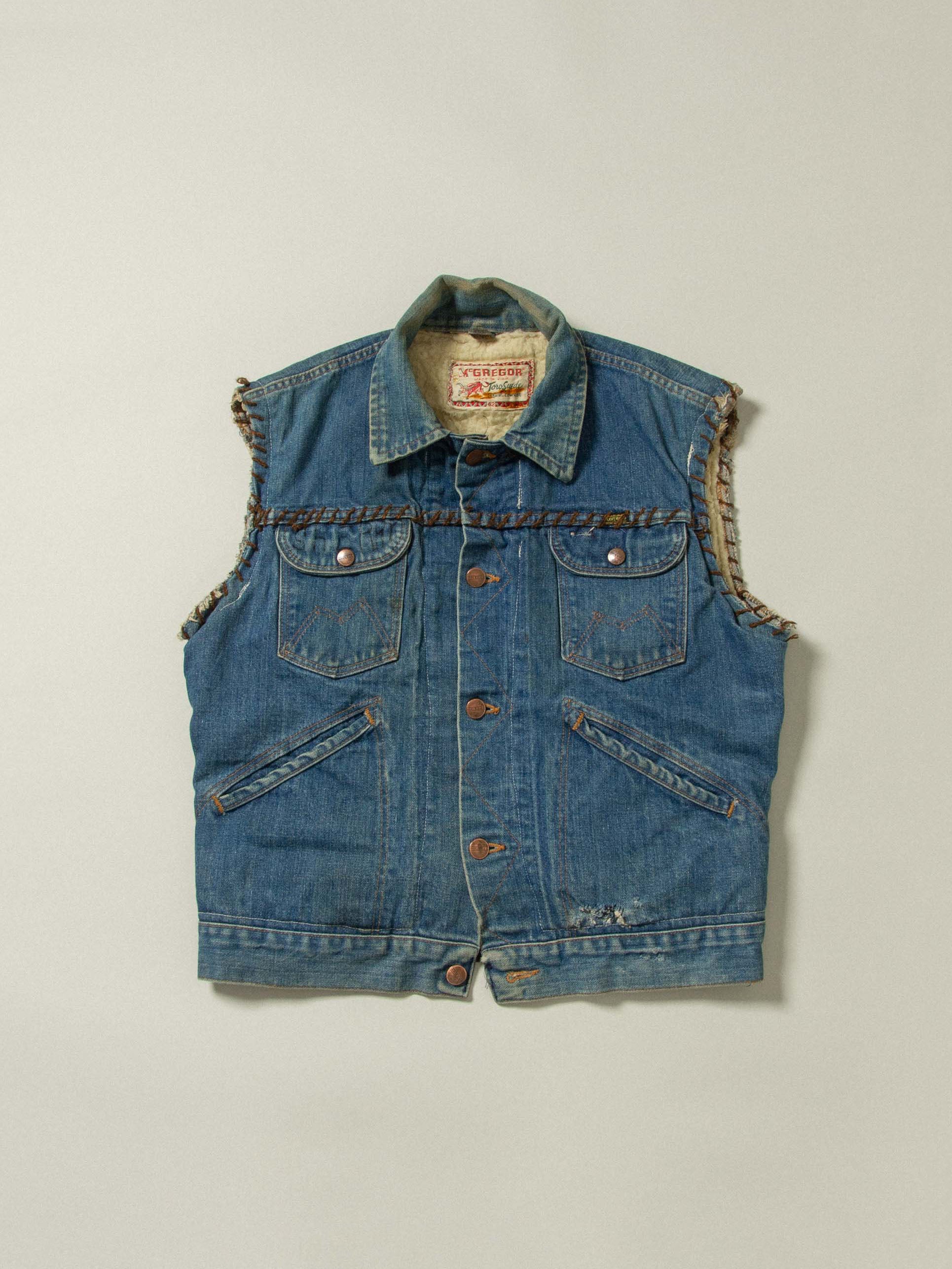 Vtg 1970s Maverick Hand Painted Custom Biker Denim Vest - Made in